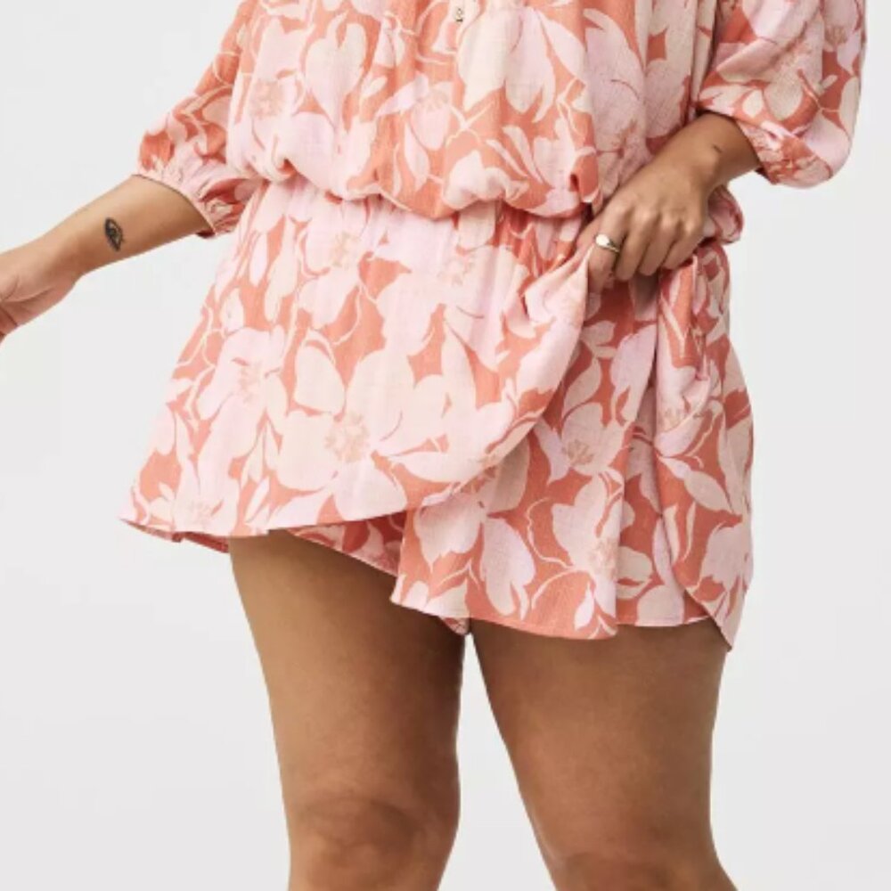torrid Pink and Coral Floral Mini Skirt